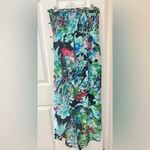 Floral Vivid Maxi Skirt - Blue, Teal & Red
